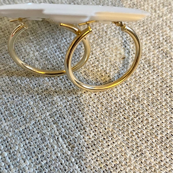 14K Solid Gold Hoop Earrings, 14K Gold Hoops