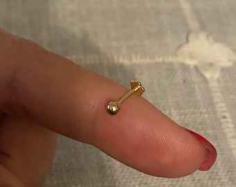 14K Solid Yellow Gold Piercing, Screw Back Star, Tiny 16g  Snow Flake Piercing, Threaded Post, Hand Crafted Jewelry