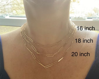 14k Solid Gold Linked Chain Necklace-5 mm Thick Chain Necklace