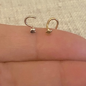 14K Massivgold Nasenstecker mit Stern, Schraub-Nasenstecker mit Stern, klassischer Gold-Nasenring mit Stern