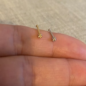 14K Solid Gold Nose Stud with Cz stone, Bone Nose Studwith cz stone, Solid Gold Nose Ring