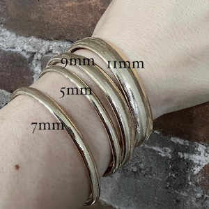 14K Solid Gold Stretch Mesh Bracelet Cuff 5mm 7mm  Unisex One Size Fits All