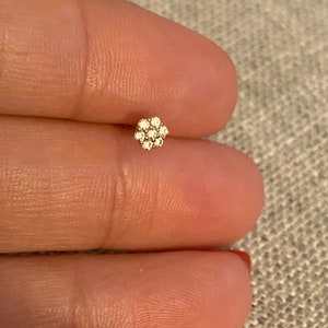 14K Solid Gold Nose Stud with Cz stone, Bone Nose Studwith cz stone, Solid Gold Nose Ring