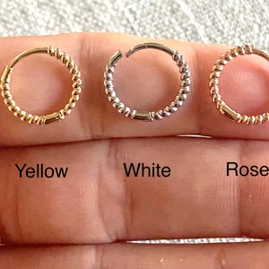 14K Solid Gold Hoop Ohrring, kleine Gold Hoop, Rose Gold-Gelbgold-Weißgold Ohrring