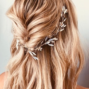 Hair Vine Opal Stone Wedding for Bride Hairpiece Moonstone Something Blue Hair Vine for Wedding Bridal Hairpiece  Elopement Hair Accessory