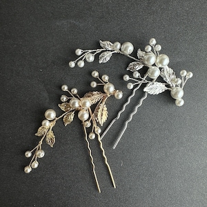 Horquilla plateada para boda, horquilla nupcial con perlas, horquillas doradas con perlas, horquillas plateadas con perlas, horquillas para dama de honor.