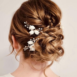 Bridal Hair Pins Baby Breath Bridal Hair Pins Bridal Hair Pin Set Bridal Headpiece Silver Wedding Floral Hairpiece
