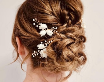 Bridal Hair Pins Baby Breath Bridal Hair Pins Bridal Hair Pin Set Bridal Headpiece Silver Wedding Floral Hairpiece