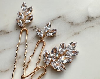 Swarovski Crystal Hair Pins for Bride, Rhinestone Hair Accessories for Wedding. Crystal Bridal Hair Pins. Bridesmaid Hair Pins with Crystals