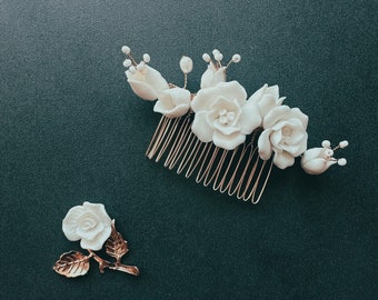 Peine de pelo de rosa para boda peine de pelo floral con rosas postizo de novia, peine de pelo de rosa de oro, peine de pelo floral de plata, peine de pelo de flor de rosa