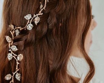 Dark Gold Wedding Hairpiece, Brass Hair Comb, Vintage Dark Bronze Hair Vine for Wedding, Bridal Hairpiece Vintage Look for Elopement