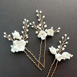 Bridal hair pins baby breath Bridal hair pins Bridal hair pin set bridal headpiece silver Wedding floral hairpiece