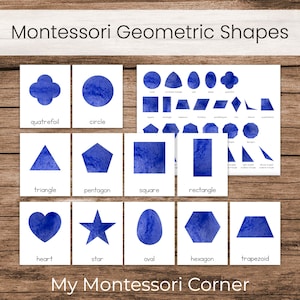 Montessori Geometric Shapes 3-Part Cards and Control Chart: Homeschool Preschool Printable Materials