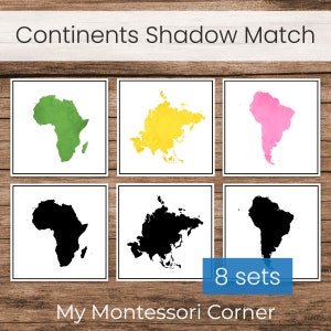 Montessori Kontinente Schatten Matching Aktivität