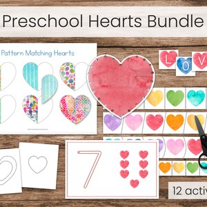Herzen Aktivitäten Vorschul-Bundle (Montessori druckbare Materialien)