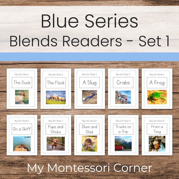 Juego de lectores Montessori Blue Series 1 (libros fonéticos decodificables)