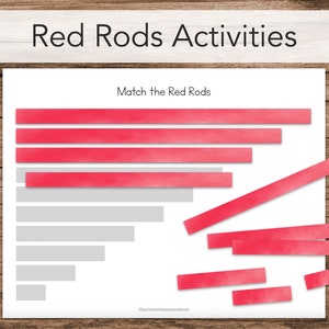 Actividades imprimibles de varillas rojas Montessori
