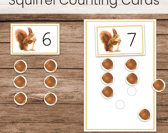 Fall Squirrels Number and Counting Cards Activity (Montessori Preschool Math)