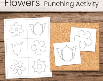 Spring Flowers Punching or Tracing Activity (Montessori Fine Motor Printable)