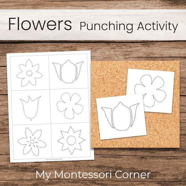 Spring Flowers Punching or Tracing Activity (Montessori Fine Motor Printable)