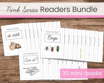 Pacchetto lettori serie CURSIVE Pink (libri di lettura CVC Montessori)