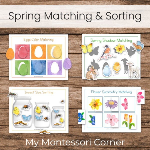 Carpeta de actividades de primavera, actividades de coincidencia preescolar imprimibles - Actualizado