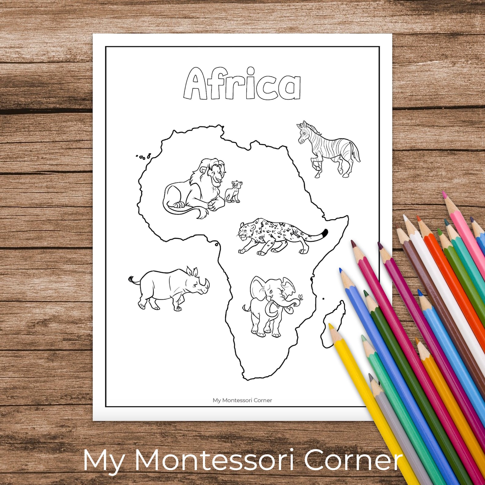 Animals of the Continents Coloring Pages montessori Preschool Etsy
