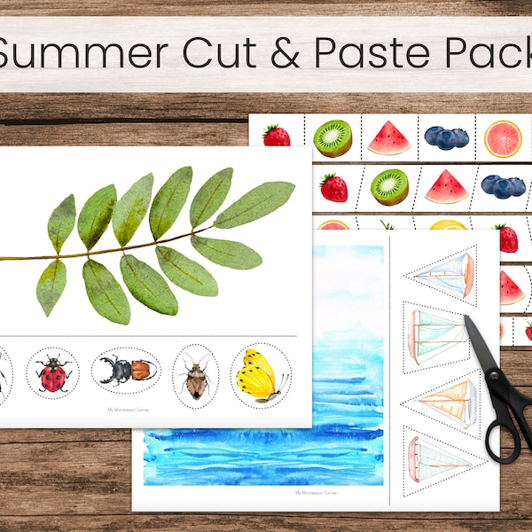 Summer Cut and Paste Activity Pack (Preschool Fine Motor Printables)
