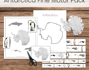 Antarctica Fine Motor Pack (Montessori Geography Preschool Printable)
