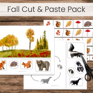 Fall Cut and Paste Activity Pack, Preschool Fine Motor Scissors Practice Printables