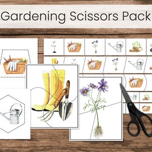 Tiras de práctica y rompecabezas de tijeras de jardinería (actividad motriz fina preescolar)