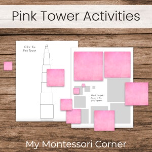 Montessori rosa Turm druckbare Aktivitäten