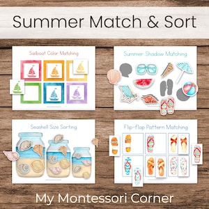 Summer Matching and Sorting Activities (Montessori Preschool Binder Printable)