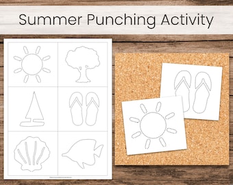 Summer Fun Punching or Tracing Activity (Montessori Preschool Fine Motor Printable)