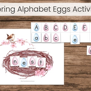 Actividad de huevos del alfabeto móvil de primavera (imprimible para preescolar Montessori)