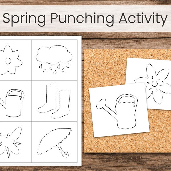 Spring Garden Punching or Tracing Activity (Montessori Fine Motor Printable)