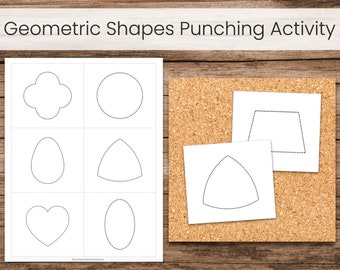 Geometric Shapes Punching or Tracing (Montessori Fine Motor Printable)