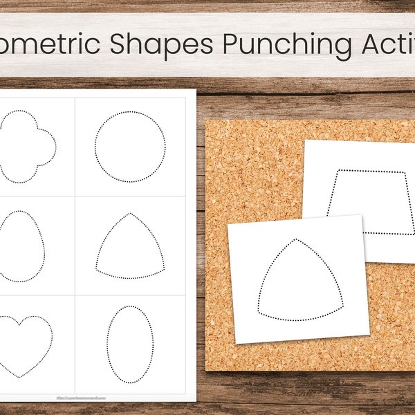 Geometric Shapes Punching or Tracing (Montessori Fine Motor Printable)