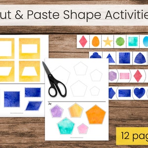 Montessori Klipp och klistra formövningar och aktiviteter (utskrivbara förskoleaktiviteter för finmotorik)