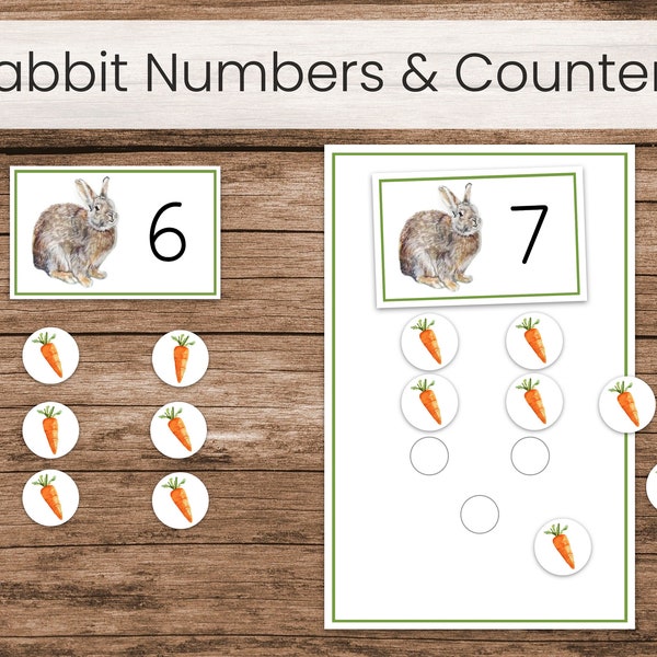 Spring Rabbit Numbers and Counters Activity (Montessori Preschool Math Printable)