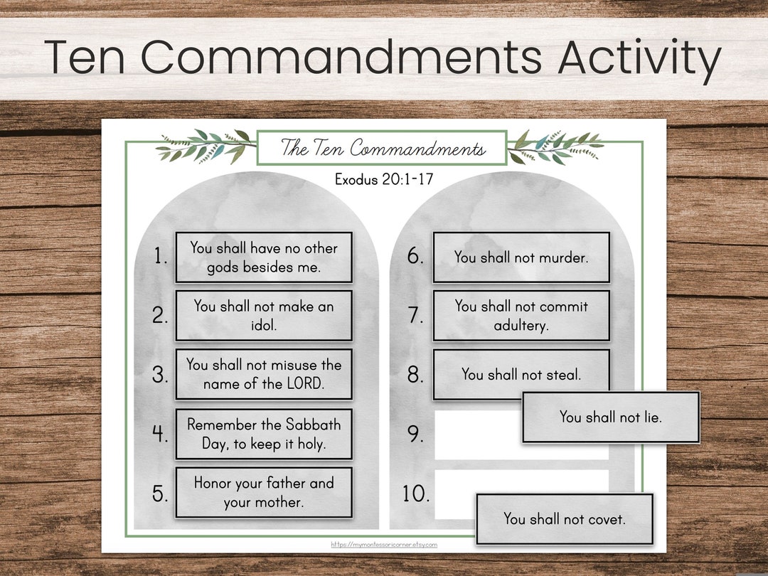 Ten Commandments Memorization Activity kids Bible Lesson Printable - Etsy