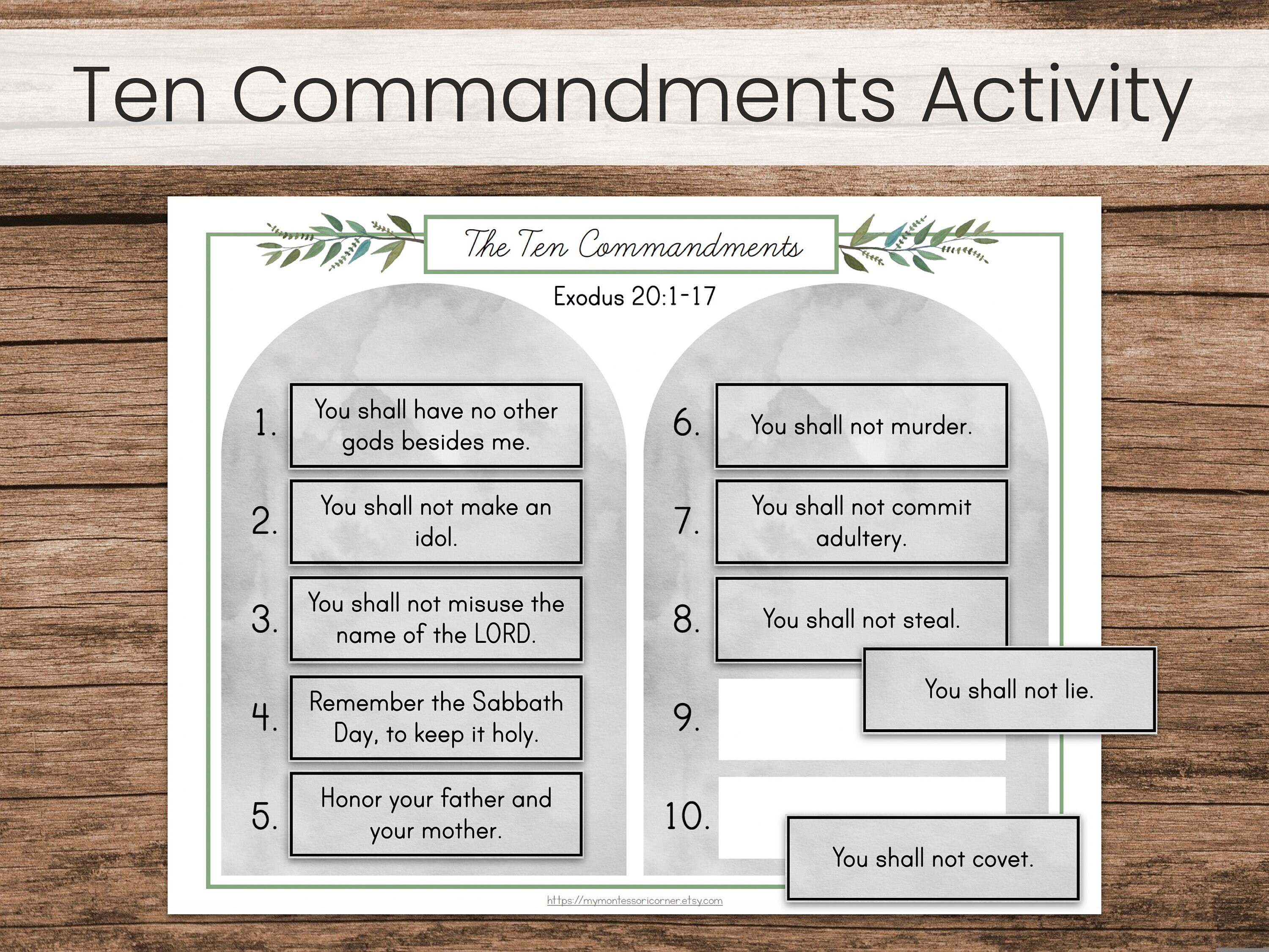 Ten Commandments Memorization Activity kids Bible Lesson Printable Etsy Ten Commandments Memorization Activity kids Bible Lesson Printable Etsy