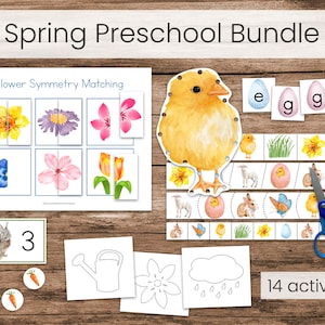 Paquete de actividades preescolares de primavera (materiales imprimibles Montessori)