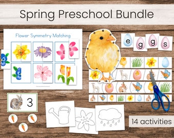 Spring Preschool Activity Bundle (Montessori Printable Materials)