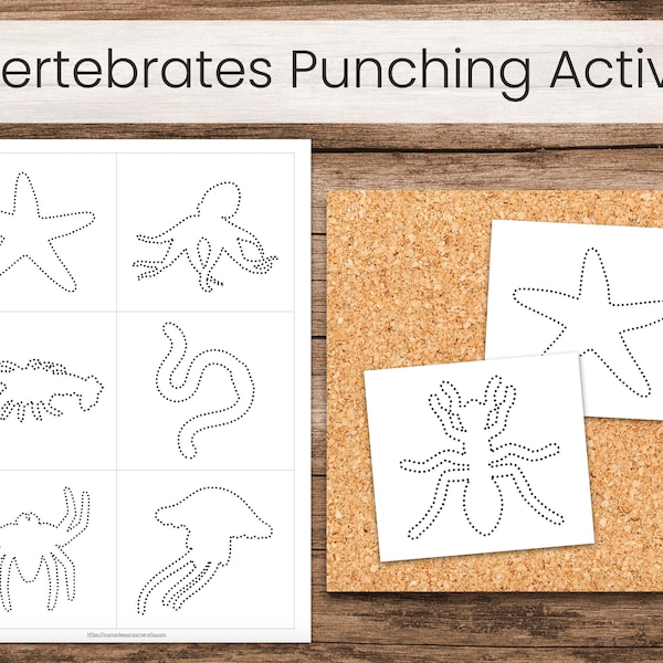 Invertebrates Punching or Tracing Activity (Montessori Fine Motor Printable)