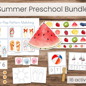 Paquete de actividades preescolares de verano (materiales imprimibles Montessori)