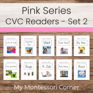 Montessori Pink Series Readers Set 2 (Decodable CVC Phonetic Books)
