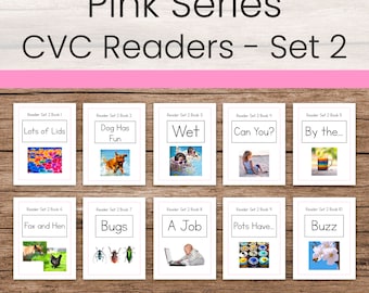 Montessori Pink Series Readers Set 2 (Decodable CVC Phonetic Books)