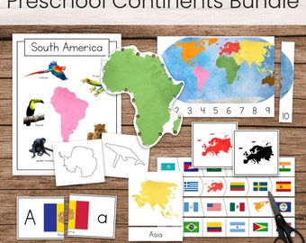 Montessori World Continents Preschool Geography Bundle