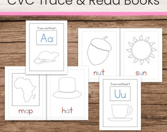 CVC Trace & Read Books (Montessori Pink Series Printable)